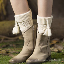 Moda barata de fieltro de lana tejida a mano calentadores de la pierna venta al por mayor de fábrica (aceptar personalizado)